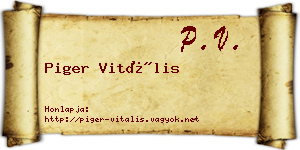 Piger Vitális névjegykártya